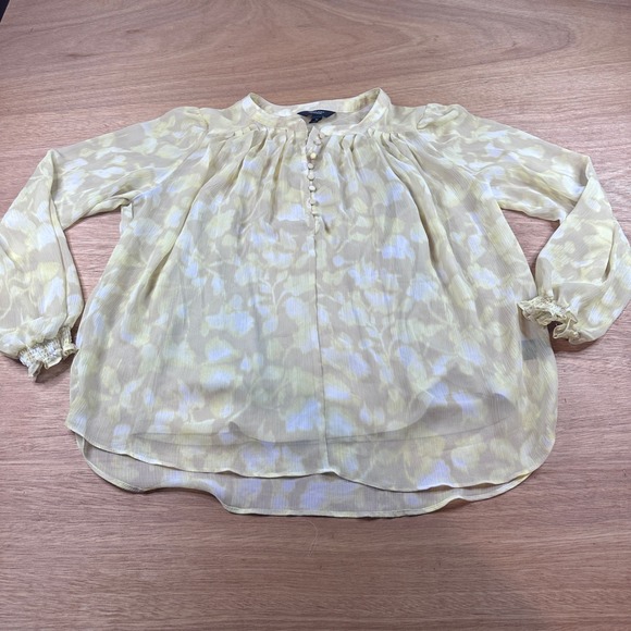 Simply Vera Vera Wang Tops - Simply Vera Vera Wang Yellow Floral Sheer Blouse Layered Medium